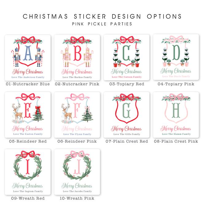 Family Crest Personalized Christmas Gift Stickers | Preppy Christmas Labels