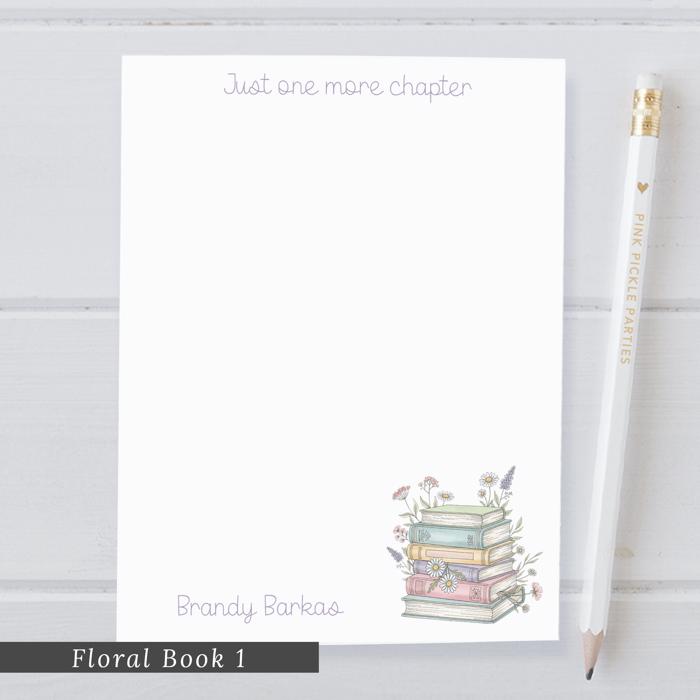 Personalized Floral Book Notepad | Book Lover Notepad | Reading Notepad