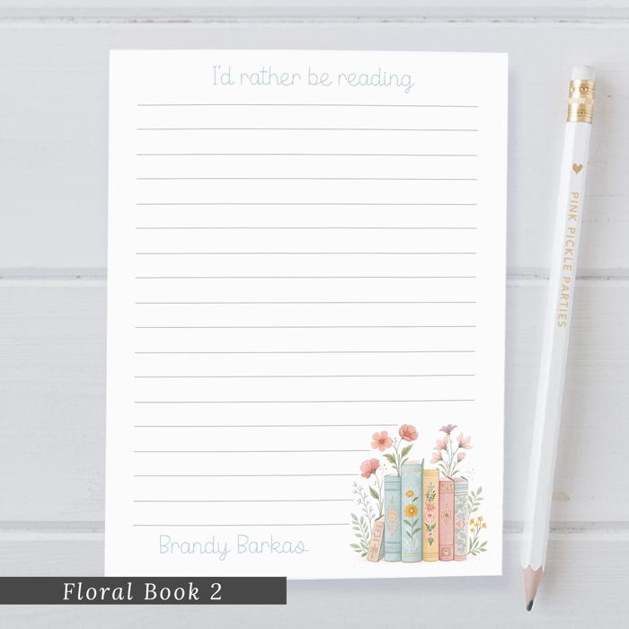 Personalized Floral Book Notepad | Book Lover Notepad | Reading Notepad