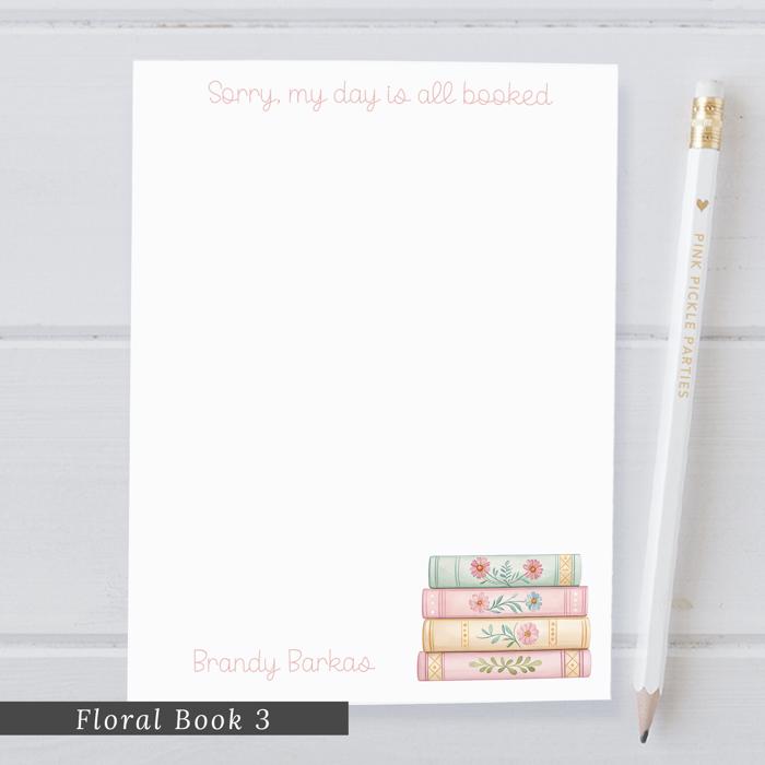 Personalized Floral Book Notepad | Book Lover Notepad | Reading Notepad
