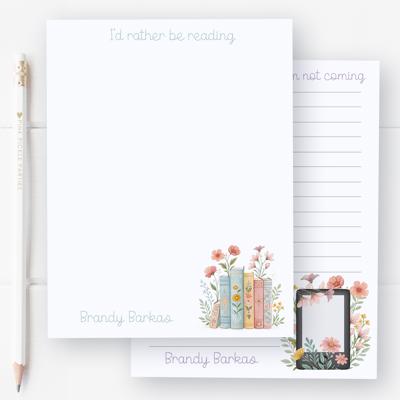 Personalized Floral Book Notepad | Book Lover Notepad | Reading Notepad