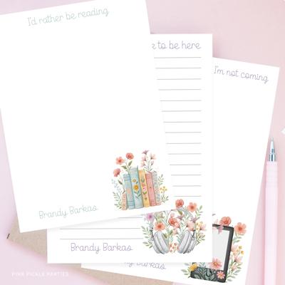 Personalized Floral Book Notepad | Book Lover Notepad | Reading Notepad