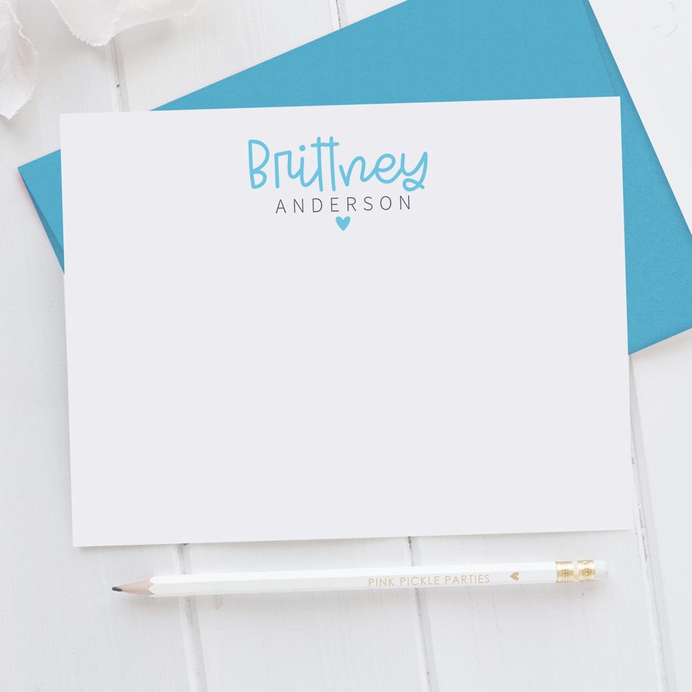 Personalized Heart Note Card Stationery | Set of 12 | FREE SHIPPING