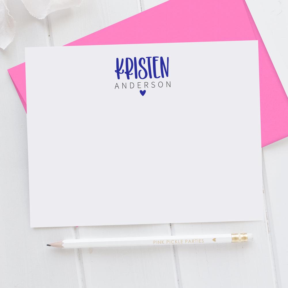 Personalized Heart Note Card Stationery | Set of 12 | FREE SHIPPING