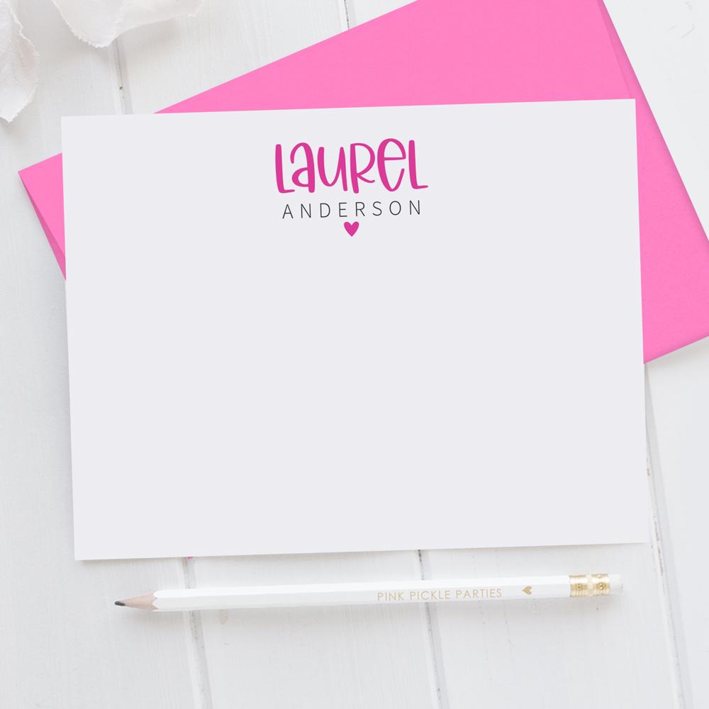 Personalized Heart Note Card Stationery | Set of 12 | FREE SHIPPING