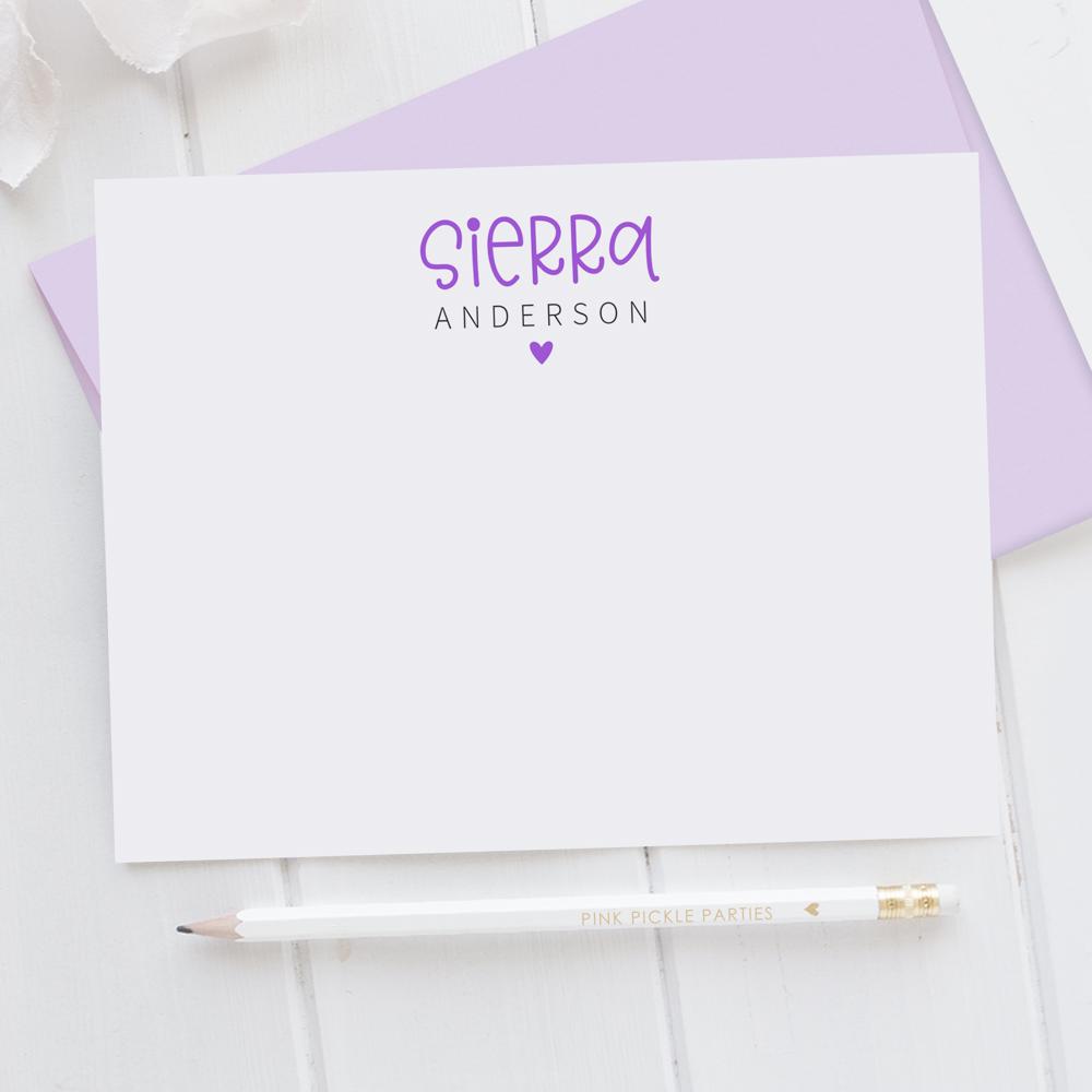 Personalized Heart Note Card Stationery | Set of 12 | FREE SHIPPING