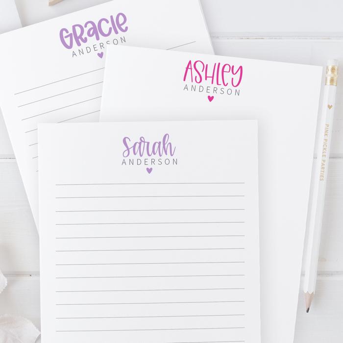 Personalized Heart Notepads