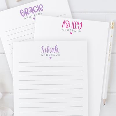 Personalized Heart Notepads