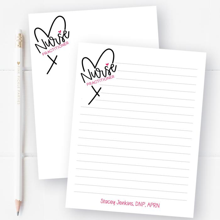 Personalized Nurse Notepad | Nurse Heart Stationery | Nurse Appreciation Week Gift 