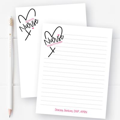 Personalized Nurse Notepad | Nurse Heart Stationery | Nurse Appreciation Week Gift 