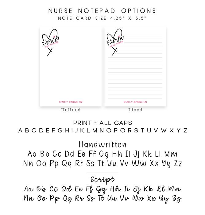 Personalized Nurse Notepad | Nurse Heart Stationery | Nurse Appreciation Week Gift 