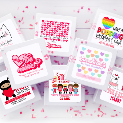 Personalized Valentine's Day Party Stickers with Treat Bags Valentine's Labels  | Set of 24