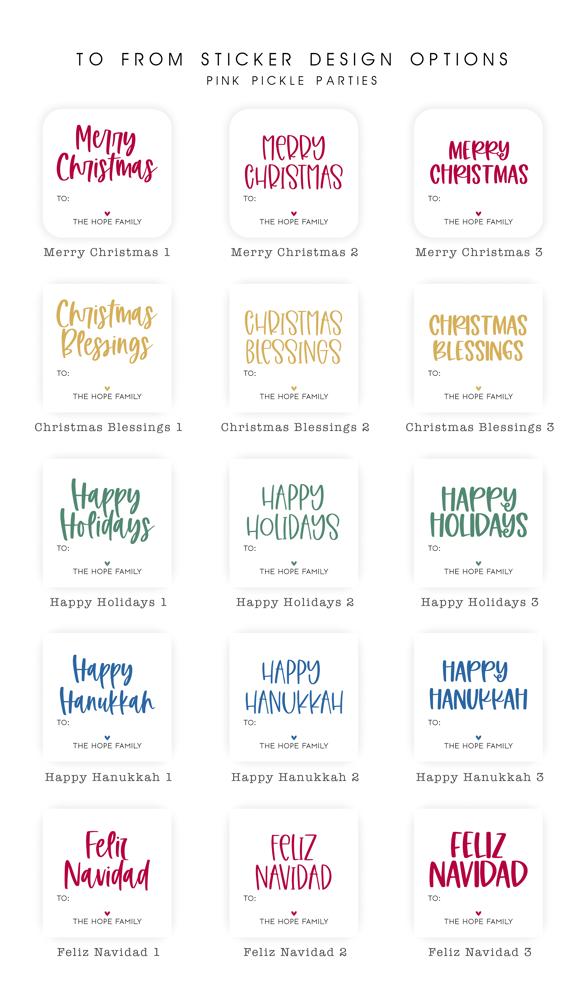 Modern To From Personalized Christmas Gift Labels | Set of 24