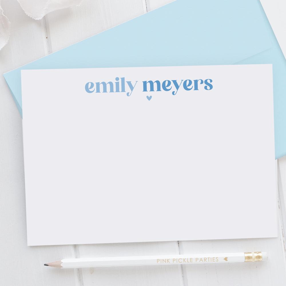 Personalized Two Tone Note Cards | Set of 12 | FREE SHIPPING