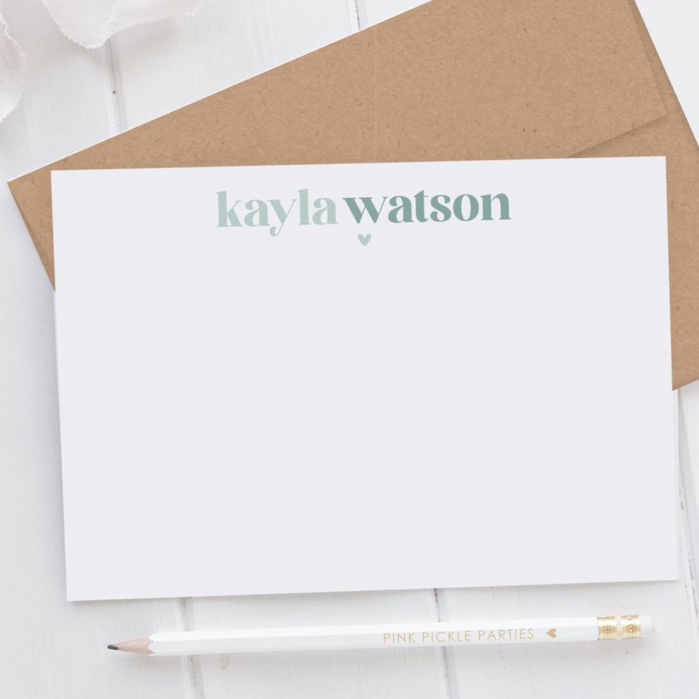 Personalized Two Tone Note Cards | Set of 12 | FREE SHIPPING