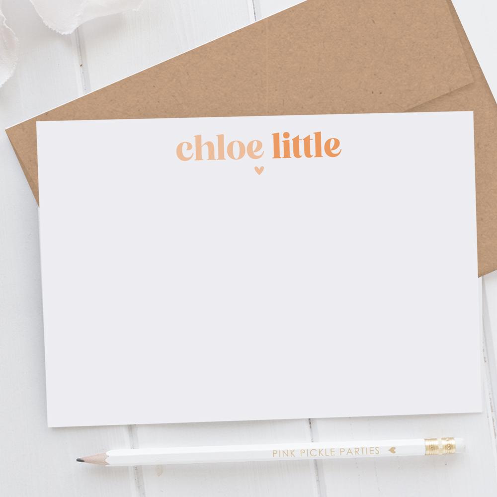 Personalized Two Tone Note Cards | Set of 12 | FREE SHIPPING