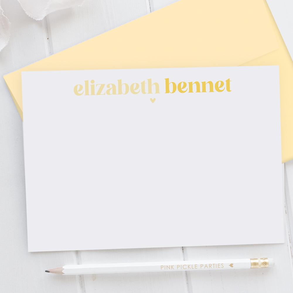 Personalized Two Tone Note Cards | Set of 12 | FREE SHIPPING