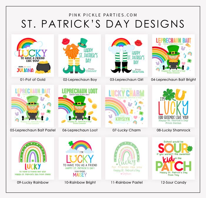 St. Patrick's Day Stickers | Personalized Classroom Party Stickers