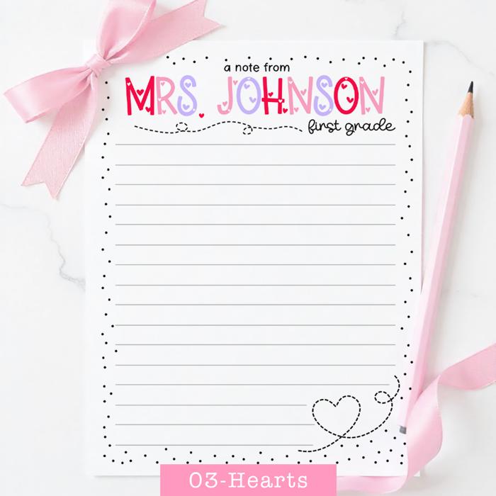 Teacher Valentine's Day Notepad | Valentine Stationery Teacher Gift