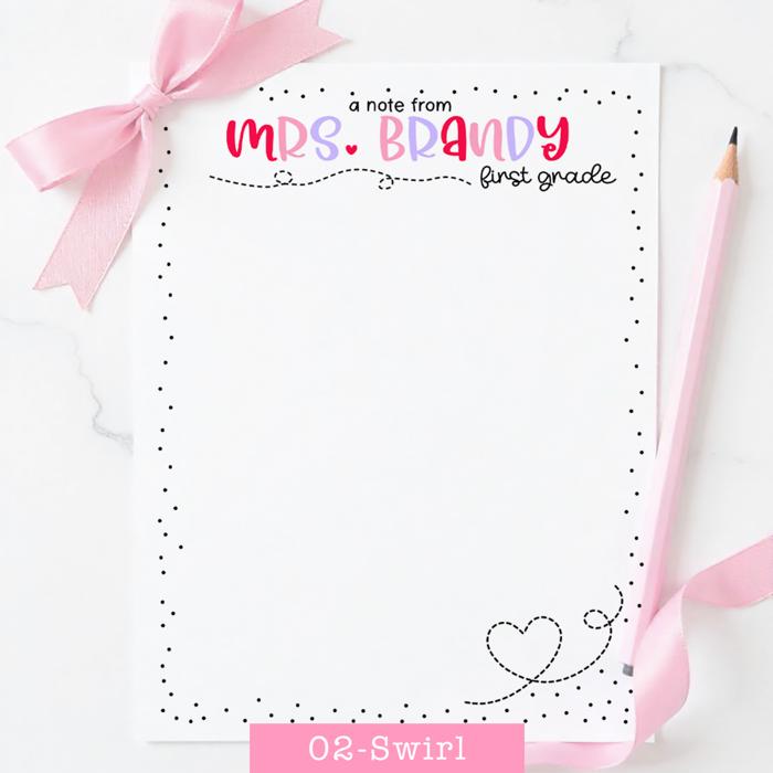 Teacher Valentine's Day Notepad | Valentine Stationery Teacher Gift