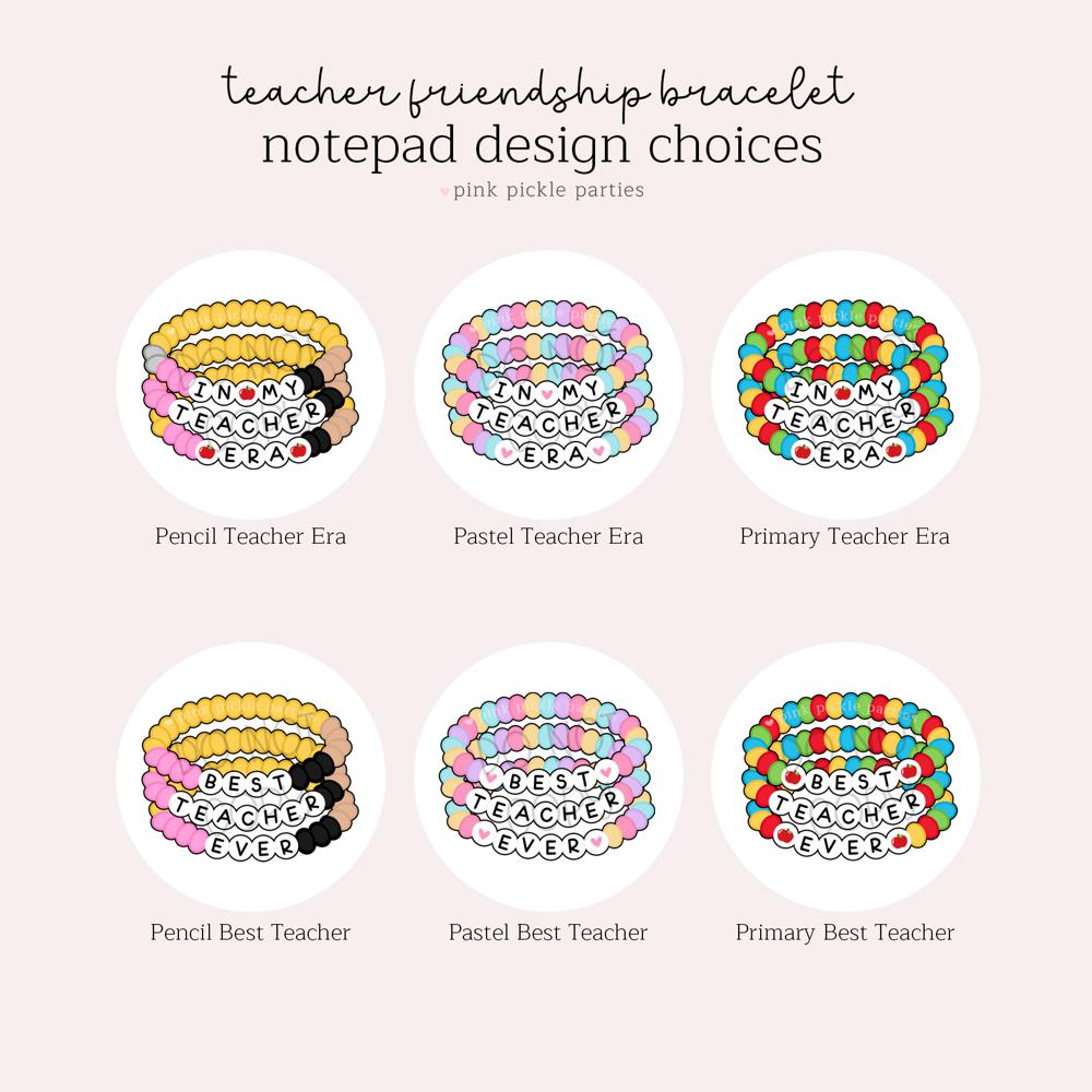 Personalized Teacher Notepad | Friendship Bracelet Teacher Era Swiftie Notepad | Teacher Gift | FREE SHIPPING