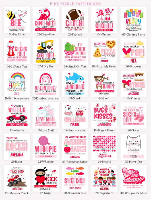 Personalized Valentine's Day Party Stickers with Treat Bags Valentine's Labels  | Set of 24