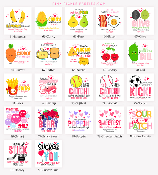 Personalized Valentine's Day Party Stickers with Treat Bags Valentine's Labels  | Set of 24