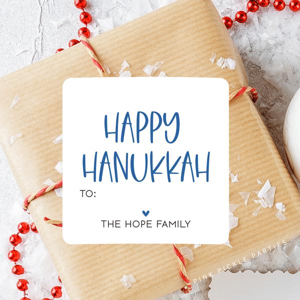 Modern To From Personalized Hanukkah Gift Labels | Set of 24