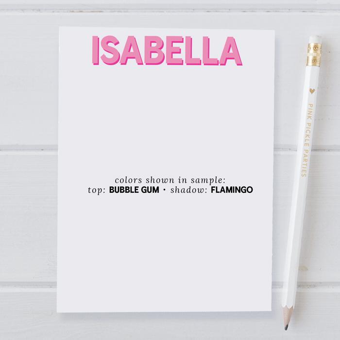 Shadow Name Personalized Notepad