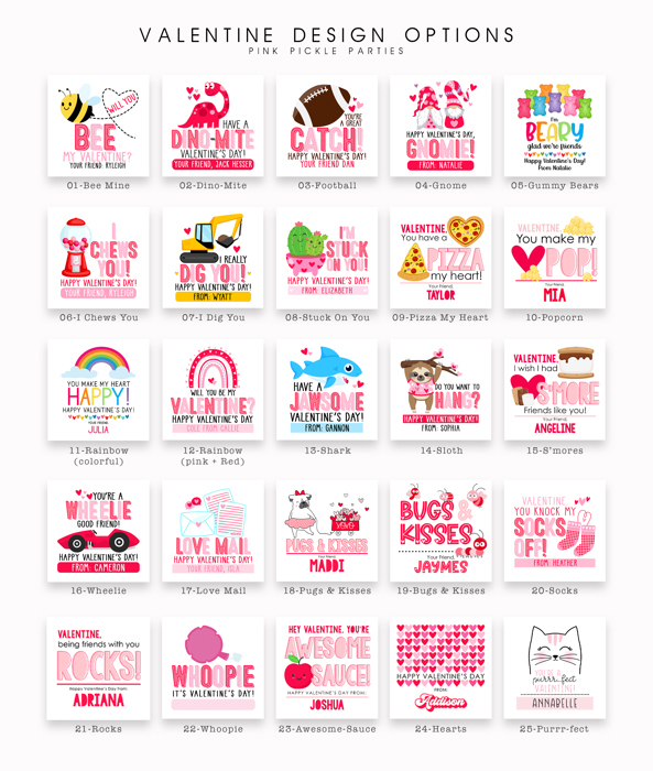 Personalized Valentine's Day Party Stickers with Treat Bags Valentine's Labels  | Set of 24