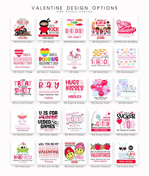 Personalized Valentine's Day Party Stickers with Treat Bags Valentine's Labels  | Set of 24