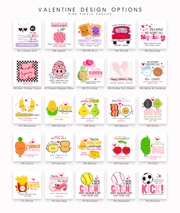 Personalized Valentine's Day Party Stickers with Treat Bags Valentine's Labels  | Set of 24