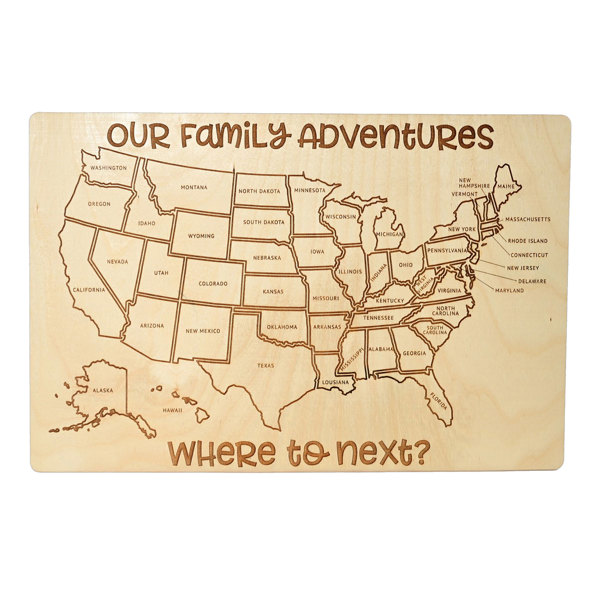 Our Family Wooden USA Map - Track & Color All 50 States