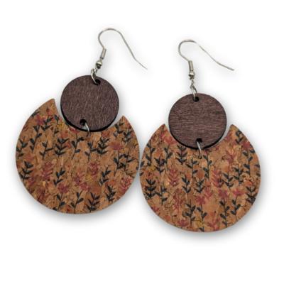 Cork & Wood Disc Earrings