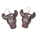  Brown Cow Western Wooden Earring