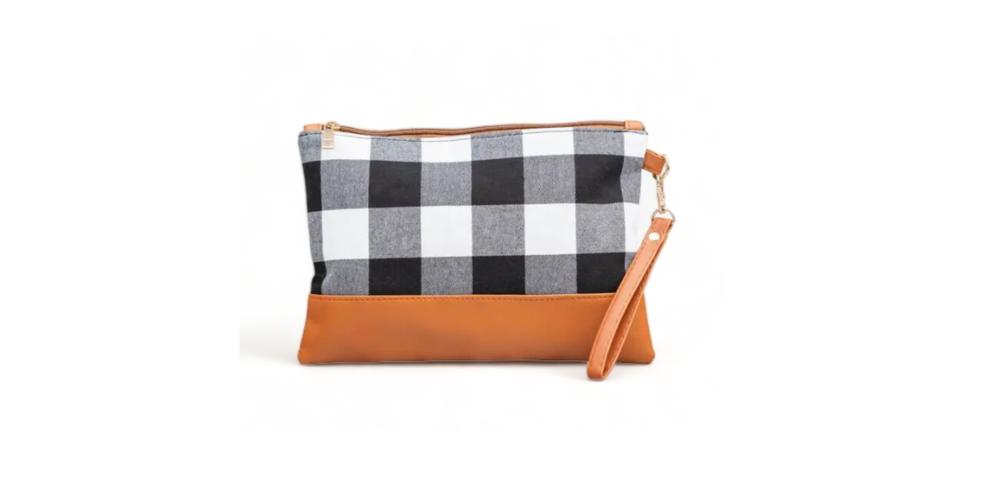 Rustic Cabin Chic Plaid Clutch with Wristlet Strap