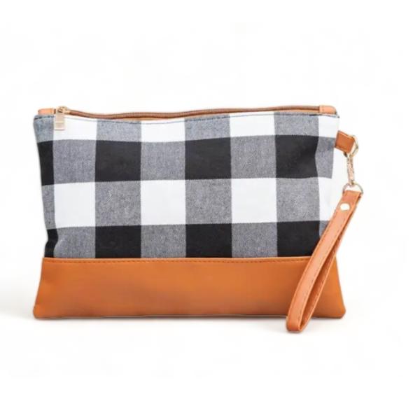 Rustic Cabin Chic Plaid Clutch with Wristlet Strap