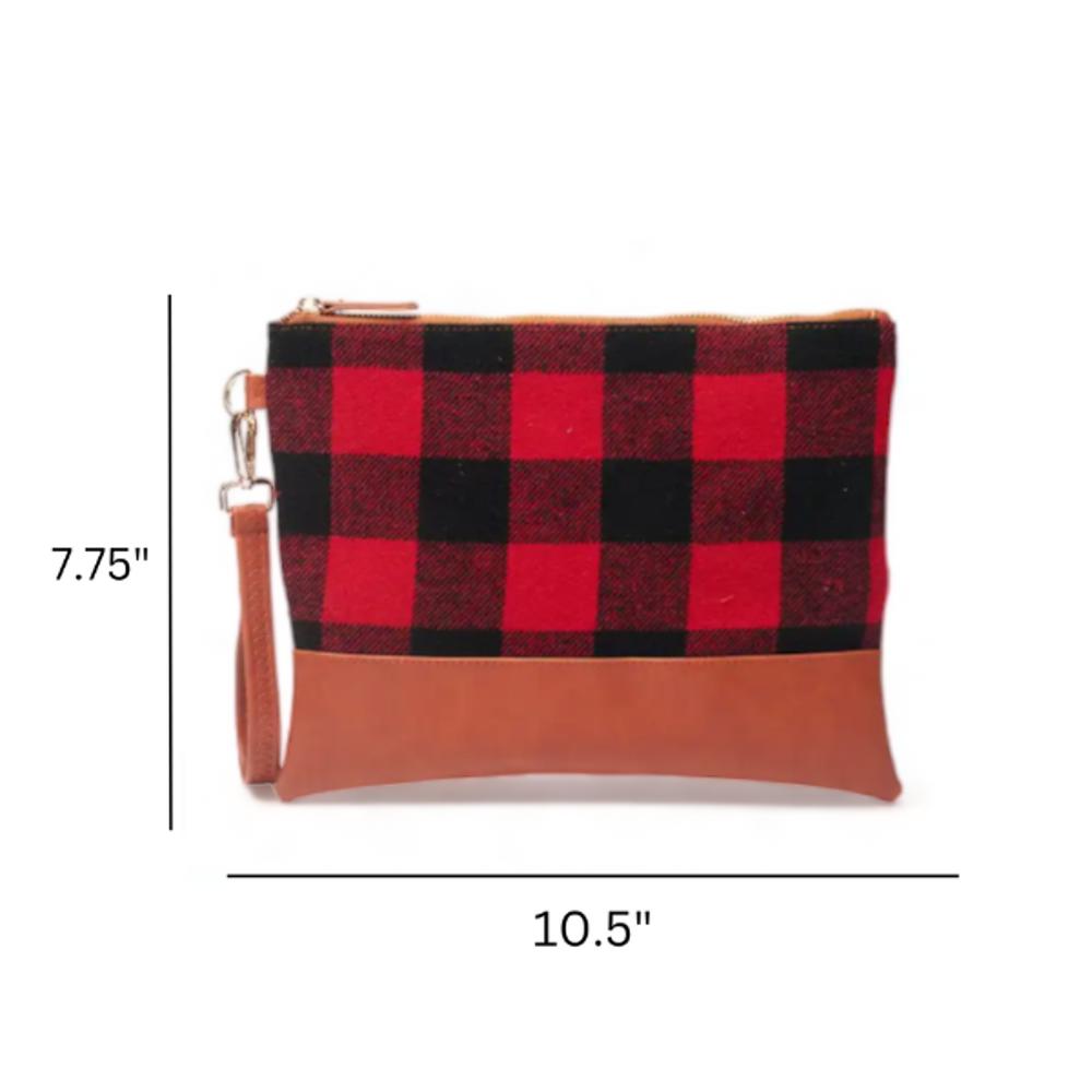 Rustic Cabin Chic Plaid Clutch with Wristlet Strap