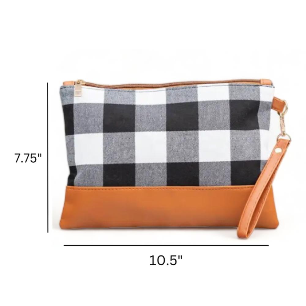 Rustic Cabin Chic Plaid Clutch with Wristlet Strap