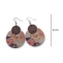 Pink Sunset Cork & Wood Disc Earrings