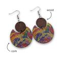 Bold Watercolors Cork & Wood Disc Earrings