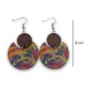 Bold Watercolors Cork & Wood Disc Earrings