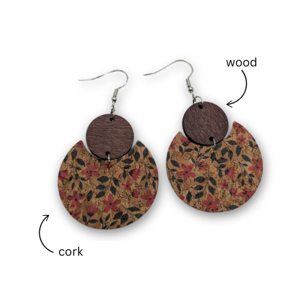 Cork & Wood Disc Earrings