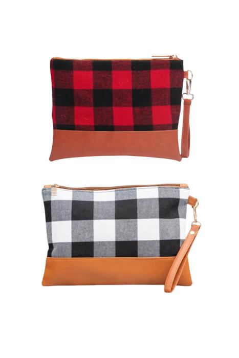 Bundle Rustic Cabin Chic Plaid Clutch with Wristlet Strap