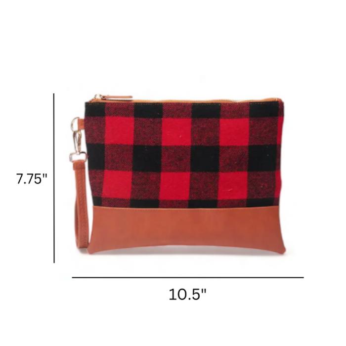 Bundle Rustic Cabin Chic Plaid Clutch with Wristlet Strap