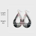   Black and White Plaid Teardrop Genuine Leather Earring Metal Hook