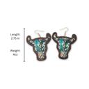  Teal Cow Western Wooden Earrings