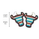  Serape Striped Wooden Cow Print Western Earring 