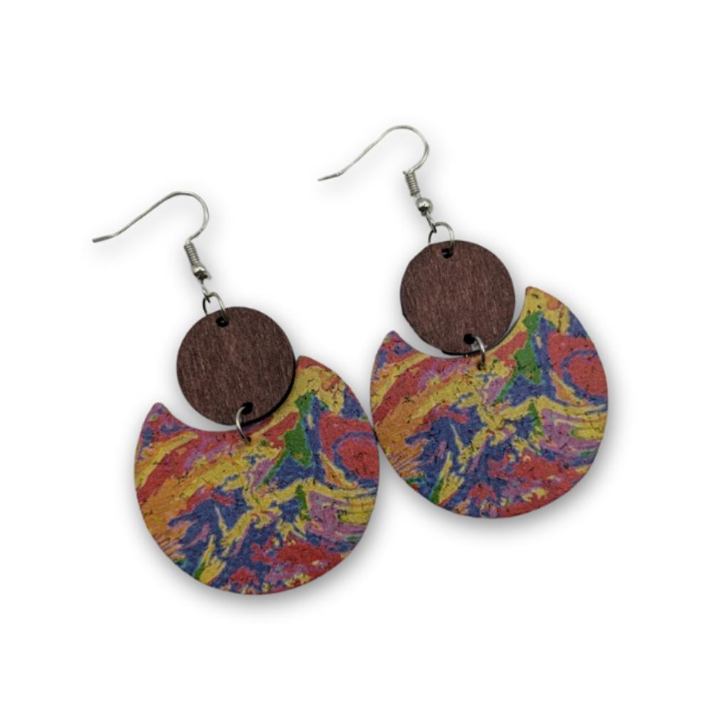 Cork & Wood Disc Earrings