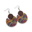 Bold Watercolors Cork & Wood Disc Earrings